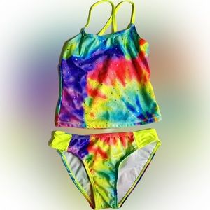 Girls Tie Dye Tankini Swimsuit By Real Love Size 6X